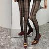 Black White Plaid Pattern Tights Pantyhose Thigh High Stockings Women Sexy Lingerie Y2k Slim Stockings JK Girls Tights Socks