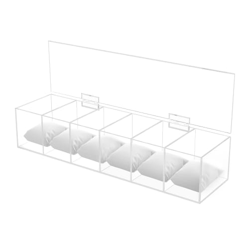 

PMMASTO Акриловый органайзер для часов с 6 отделениями для мужчин и женщин, Футляр-держатель для часов с прозрачной верхней крышкой, Идеальный подарок на день рождения