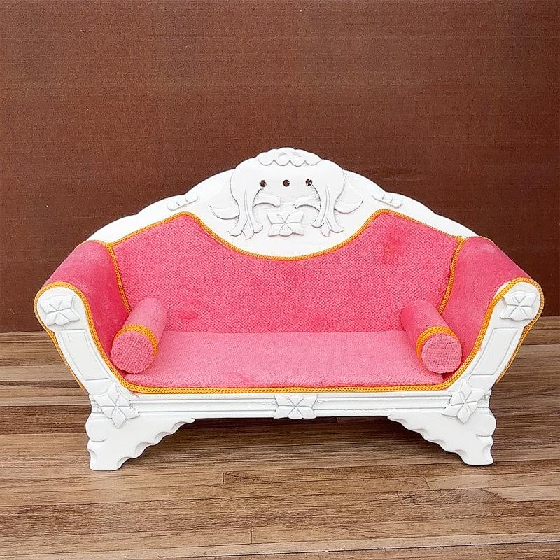 1Pcs 1:12 Scale Dollhouses Mini Pink Double Sofa Model Living Room Scene Miniature Toy Accessory DIY Decoration