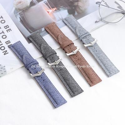 Uhrenarmband aus Denim, Segeltuch und Leder, 18 mm, 20 mm, 22 mm, passend für Seiko-Armbänder. Strapazierfähiges, weiches Canvas-Armband für Damen und Herren.