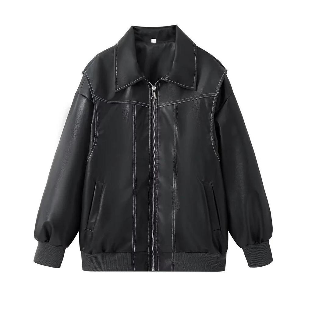Giacche in Pelle Donna Jaqueta Feminina Streetwear Ins Capospalla Casaco Feminino Rosso Pelle Cappotto Nero