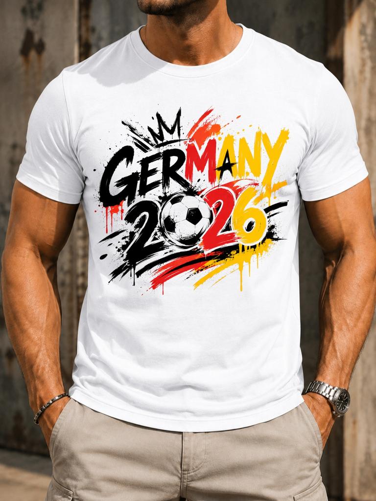 Gerunisexy 2026 Graffiti Soccer Paint Splatter Lettering With Ball And Energetic Red Gold Strokes Unisex All TShirt