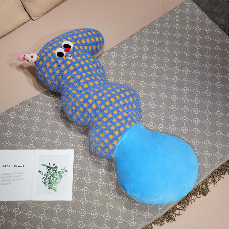 

Cartoon Wave Pillow With Plush Cover For Girls Side Sleep Comfort BlueCheck,90cm