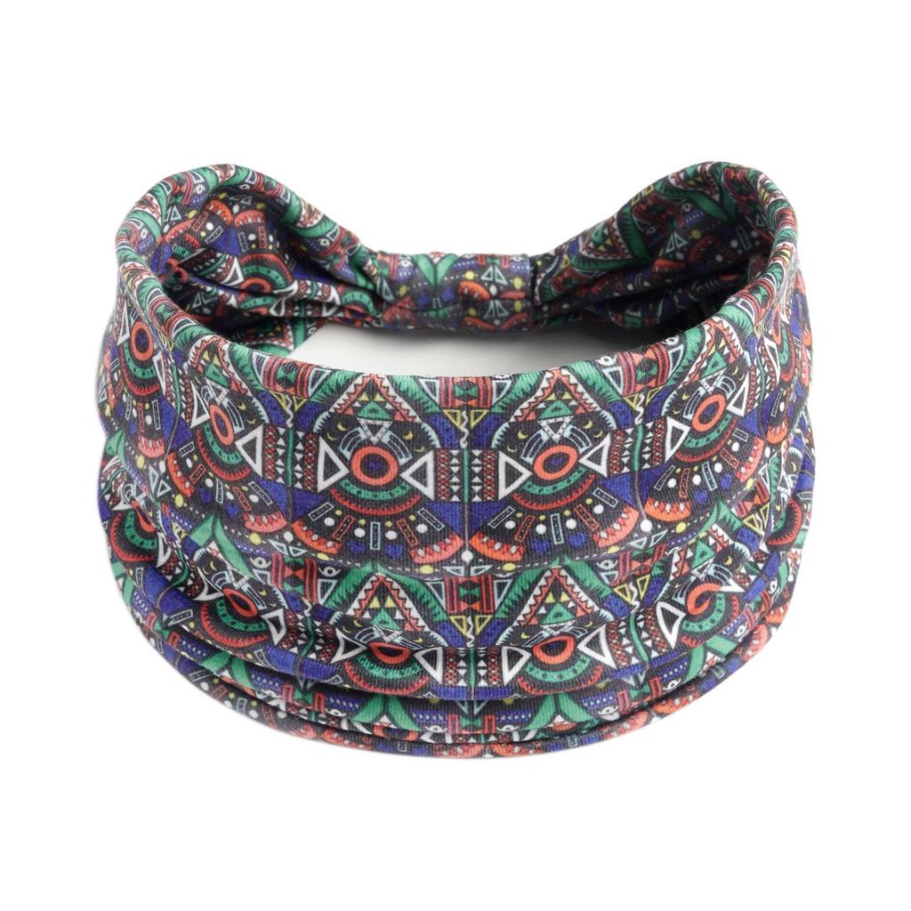 Bohemian Retro Print Yoga Headband: Wide African-Inspired Headscarf for Women