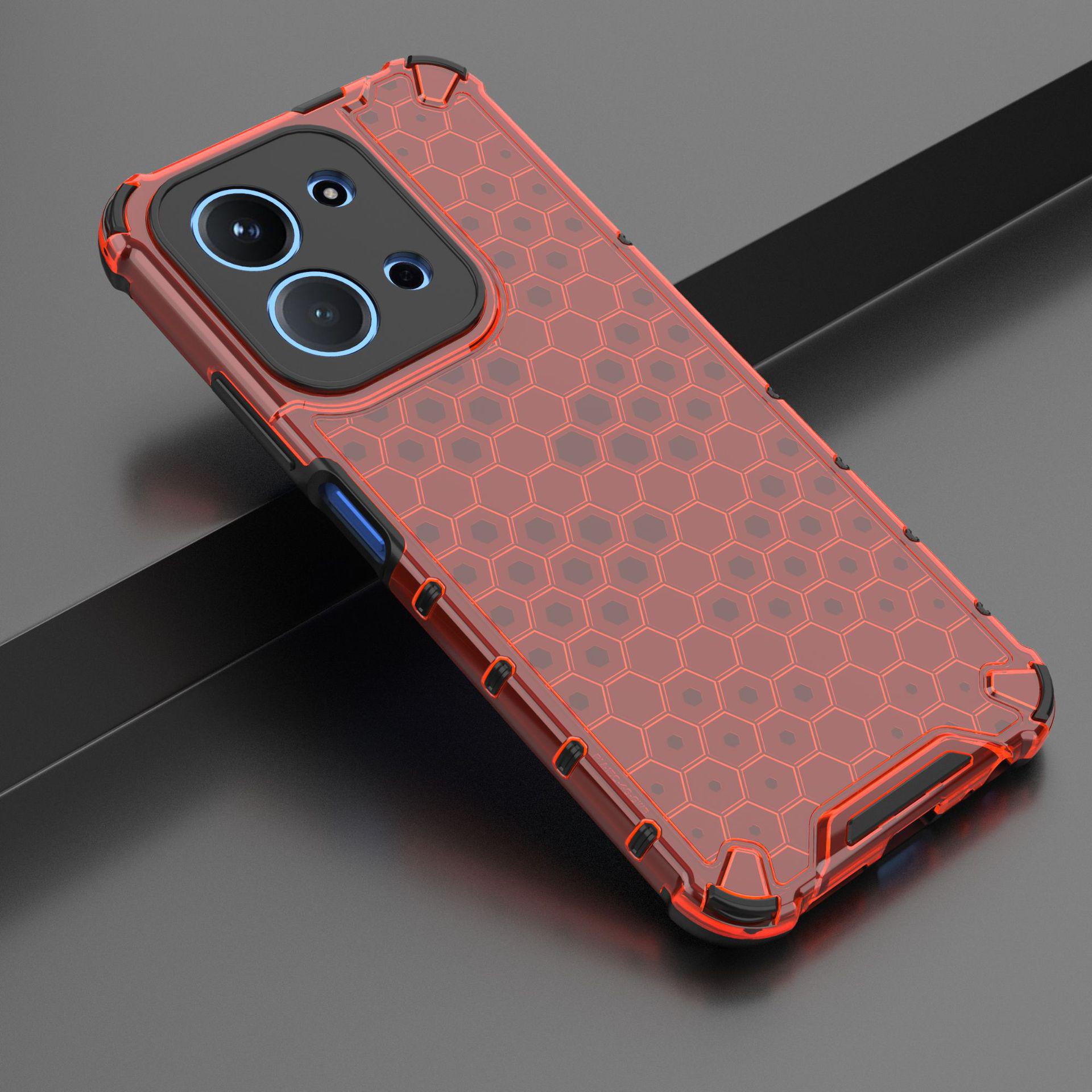 Redmi 15C Honeycomb Four-Corner Drop-Proof Phone Case Redmi Note 11E/Redmi 10 5G красный