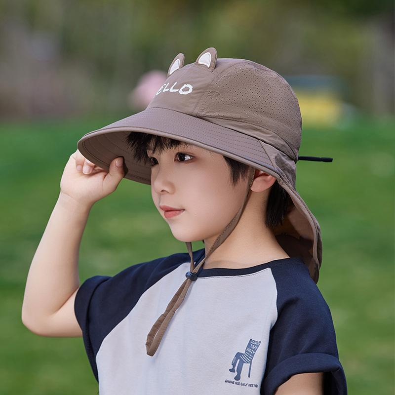 Children's Summer Hat Boys And Girls Outdoor Sunscreen Hat Large Brim Shawl Fisherman Hat Cap Cute Sun Hat Beach Accessories