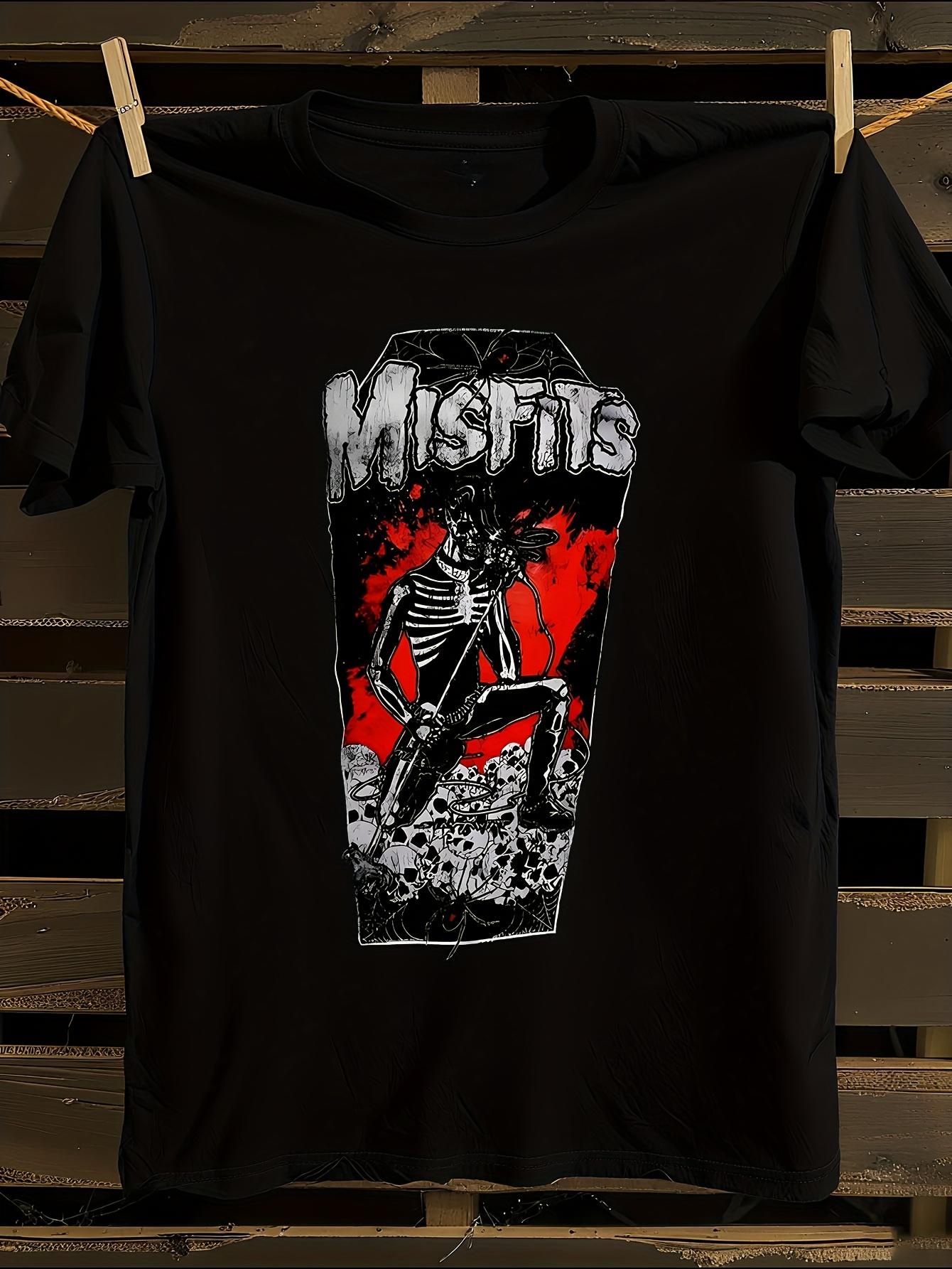 Plus Size Black MISFITS SINGER PUNK ROCK Logo Tshirt S