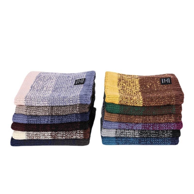 Парная мода градиентный цветной шейный платок унисекс зимний теплый вязаный шерстяной — фото 6