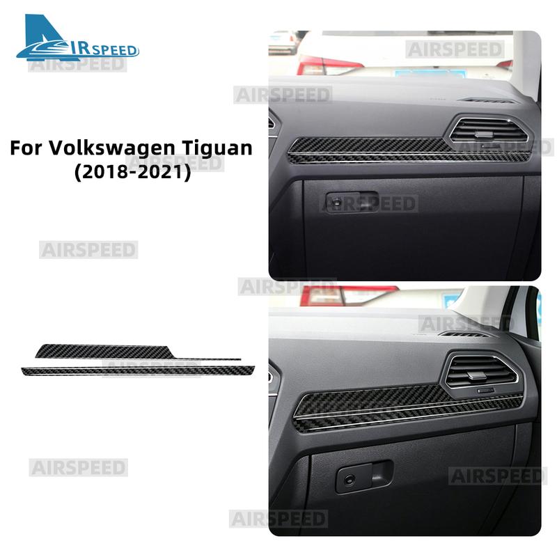 For Volkswagen Tiguan A2 AD1/AX1 2018 2019 2020 2021 Real Soft Carbon Fiber Sticker LHD RHD Car Passenger Side Trim Strip.