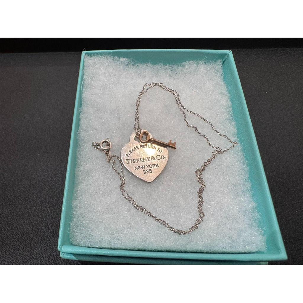 Used Rare with Sales Certificate Tiffany "Return To Tiffany Heart Tag Key Pendant Rubedo Metal" Model