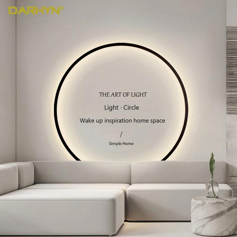 Modern LED Round Ring Wall Lamp 80CM Dimmable For Bedroom Bedside Sconce Living Room Sofa Home Interior Decor Lighting Fixtures