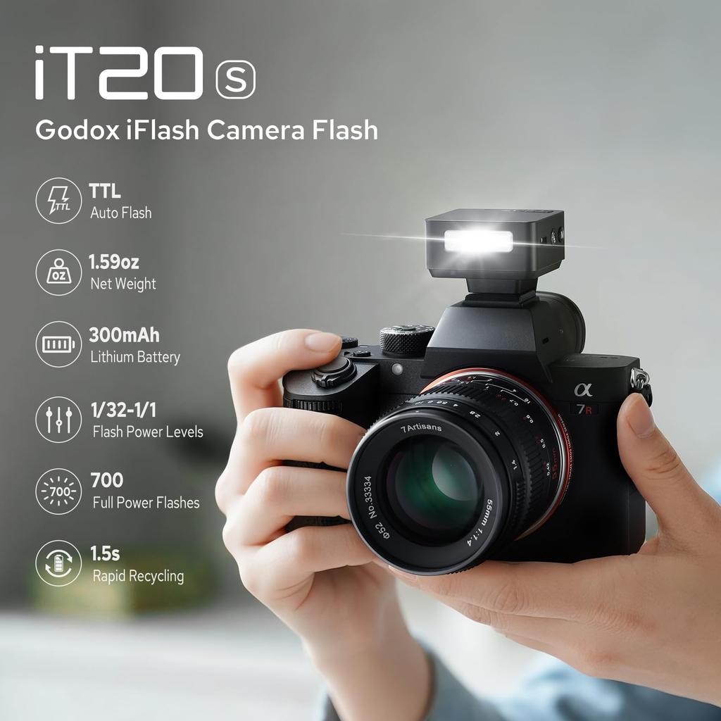 Godox iT20F Flash for Fuji Compact yet flash with 700 recycle TTL and M manual lightweight design at only compatible with Fuji On-Camera Cameras