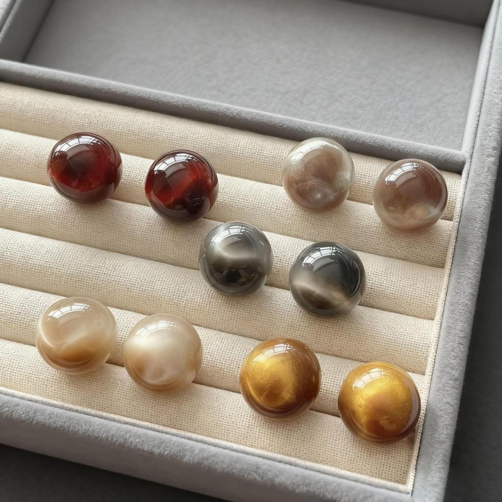 Elegant Cat Eye Earrings: French Retro Maillard Autumn/Winter Collection, Simple Large Round Design, Versatile High-End Jewelry.