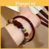 Elegante Pulseira de Vidro Vermelho Casca de Coco Contas Pixiu Feita à Mão Novo Estilo Chinês