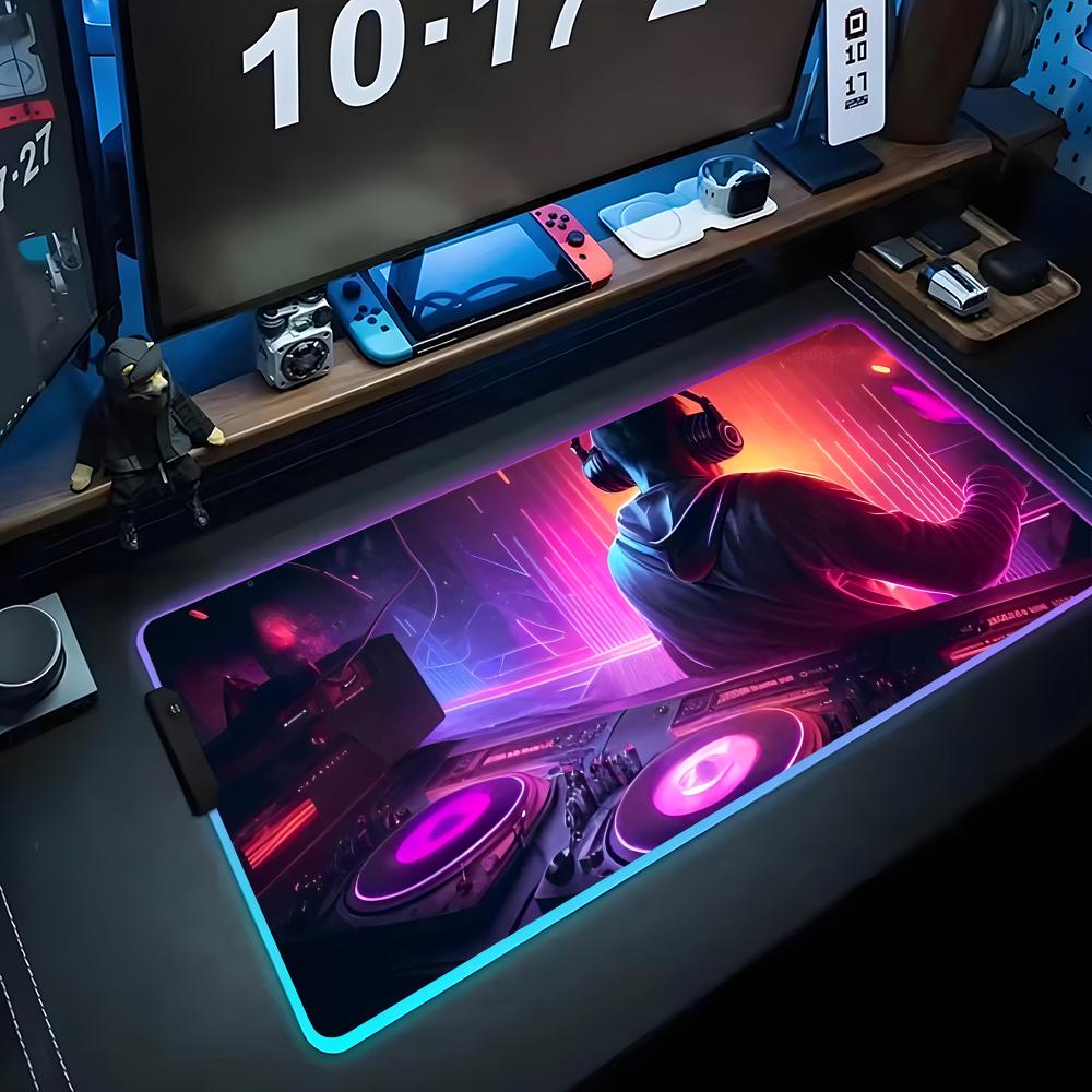 Musik DJ Mauspads RGB Gaming-Mauspads Große LED-Pads PC-Schreibtischmatten Leuchtende Mauspads Große Tastaturmatten Tischteppich mit Hintergrundbeleuchtung