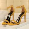 Fashion 2025 Newest Women 11.5cm High Heels Yellow Sandals Female Fetish Strappy Stripper Red Shoes Lady Valentine Silver Summer Pumps