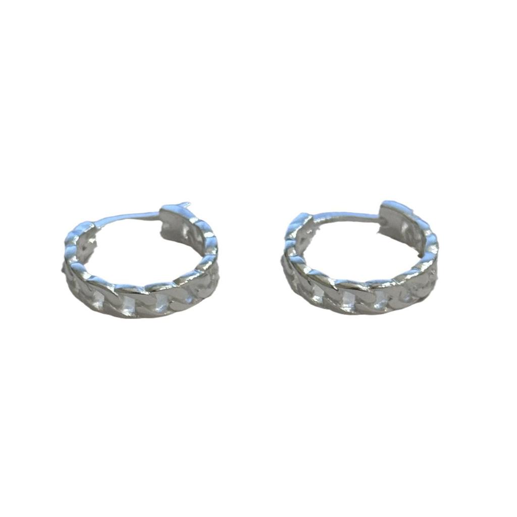 S925 Sterling Silver Twisted Circle Chain Earrings - Unisex High-End Luxury Design
