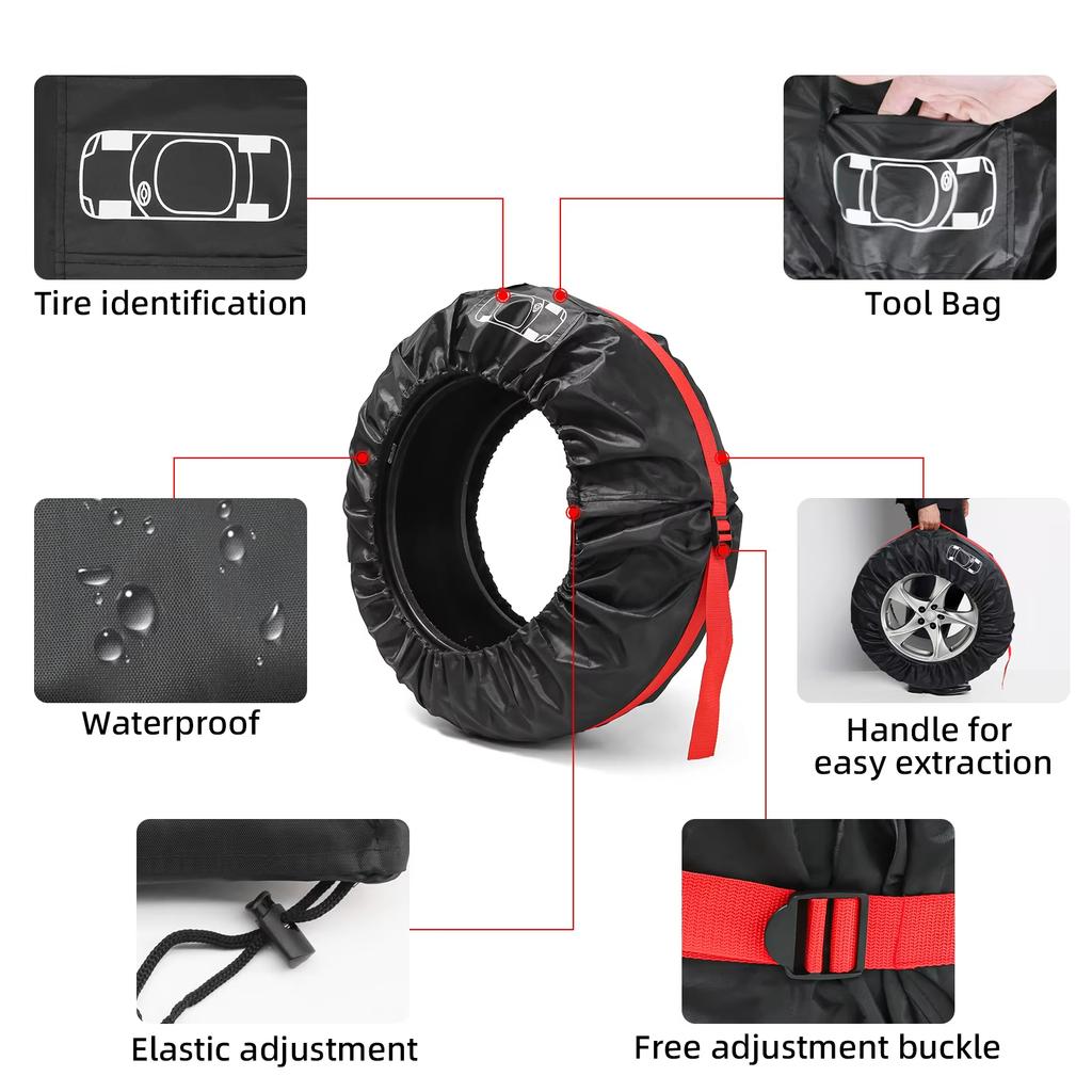 1/4 PCS Spare Tire Case Car Dustproof Waterproof Tire Cover Universal Car Tire Storage Bag Car Tire Wheel Protection Accessories