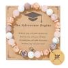 Nuorui New Graduation Anniversary Research Compass Unisex Beaded Natural Stone Bracelet with Cards
