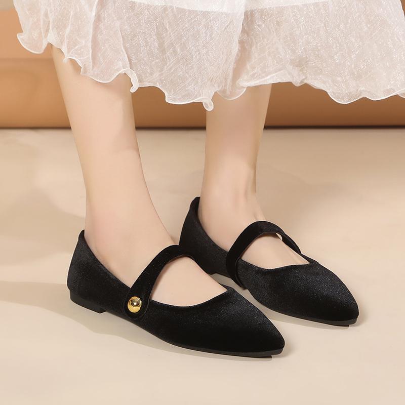 Zapatos para Mujer Zapatillas Casuales de Mujer Otoño Zapatos Planos Boca Baja Punta Puntiaguda Dedo del Pie 35 negro