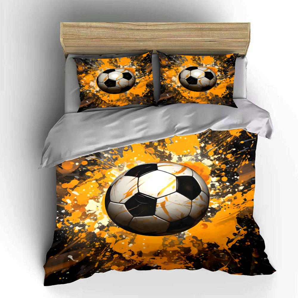 Soccer-Themed Sports Gear Set Multiple Sizes Kid'S And Adults' Bedroom Exquisite 3Pc Bedding Set, Gift