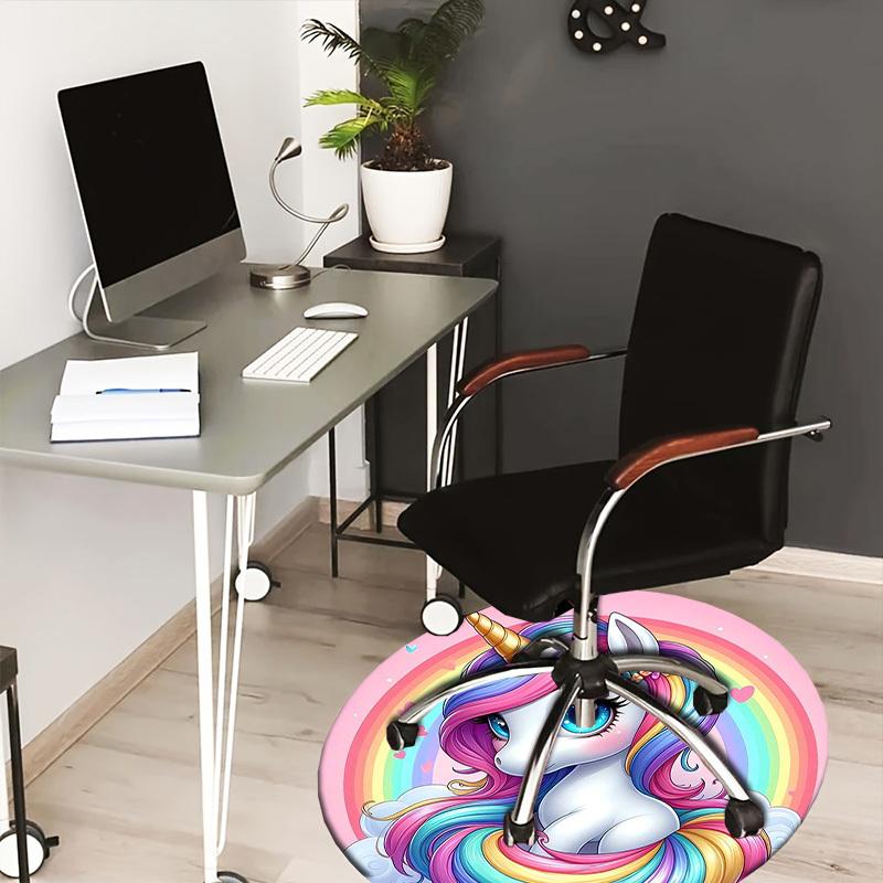1pc Office Carpet Chair Mats Rainbow Unicorn Fantasy Art Perfect for Decorating Office Chairs, Living Rooms, Or Bedrooms