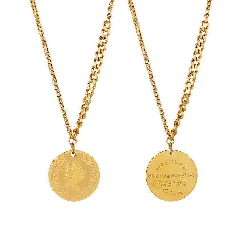 Spice Girls Necklace Hip Hop Fashion Personality Portrait Letter Round Brand Pendant Sweater Chain Jewelry