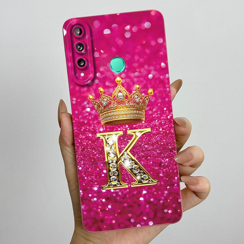For Huawei Y7p P40 Lite E ART-L28 ART-L29 Fashion Initial Letter Couple Phone Case Y7P 2020 Soft Silicone TPU Protective Casing