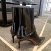Fashion Autumn Winter Fashion Patent Leather Strap Buckle Women Ankle Boots Elegant Pointed Toe Stiletto High Heels Chelsea Boots Shoes
