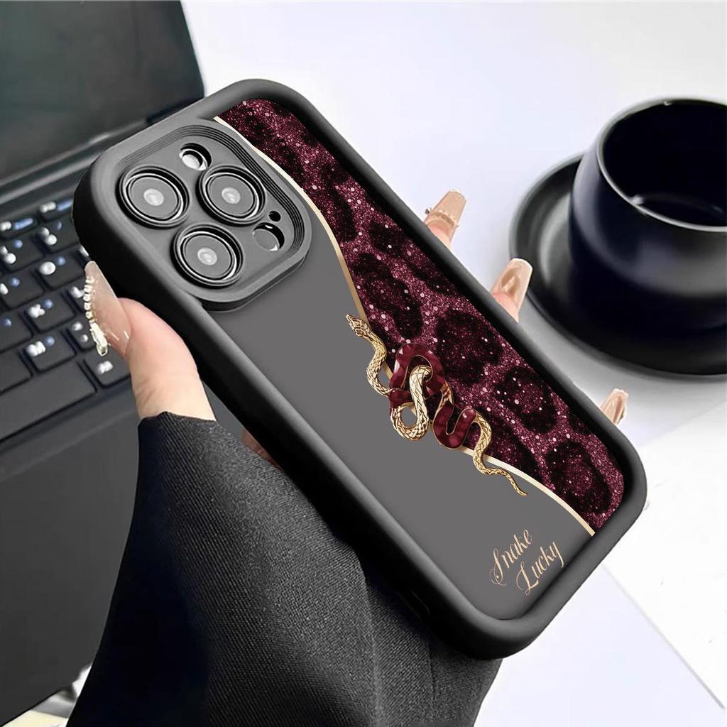 Black Snake Buckle Protective Phone Case for iPhone 14-17 Pro Max