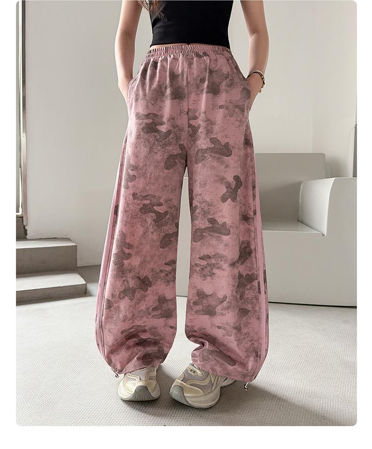 Girls' summer thin pants, girls' Korean version wide leg pants, children's sports pants, girls' summer camouflage casual pants