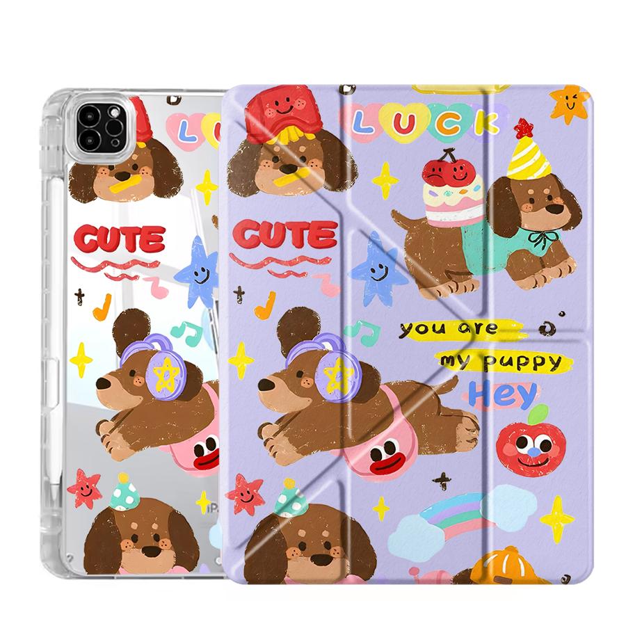 Cartoon Cute Dog Tablet Case For iPad Air 4 5 M3 M2 1 2 M4 11inch Pro 2025 Mini 6 7 Pro 11th 10th 9th 8th 7th 12.9inch Y-Fold