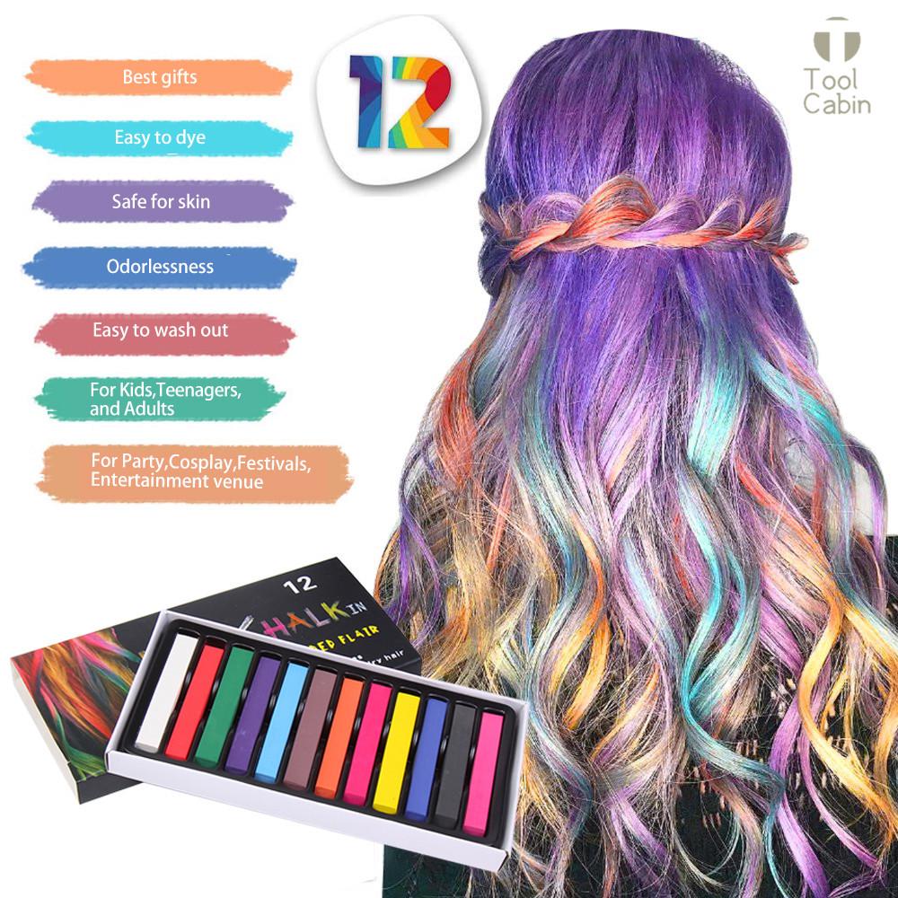 Hair Chalk Set Temporary Color Safe Washable Dye Fit For