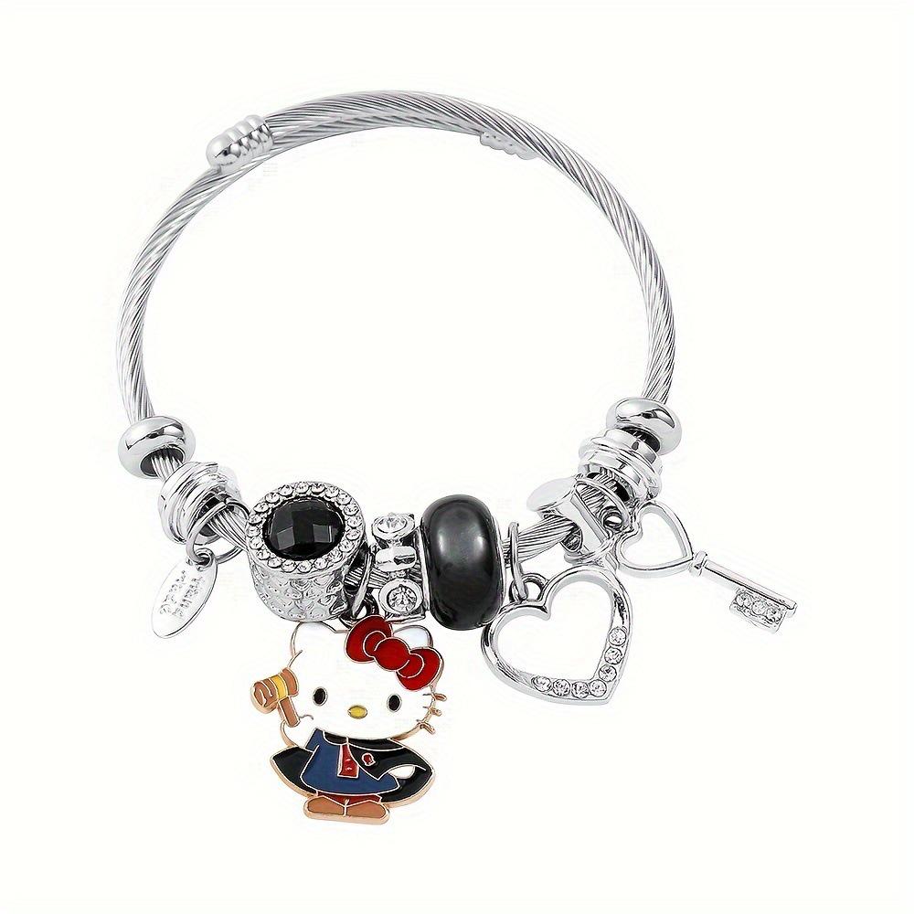 Hello Kitty Rosa Pandora Armband - Niedliches Cartoon-Katzen-Charme-Bügelarmband Schmuck