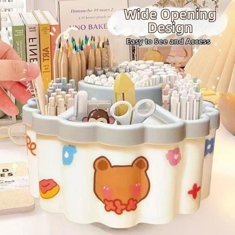 Large Capacity Desktop Organizer Rotatable Storage Holder Container Pencil Box Office Supplies