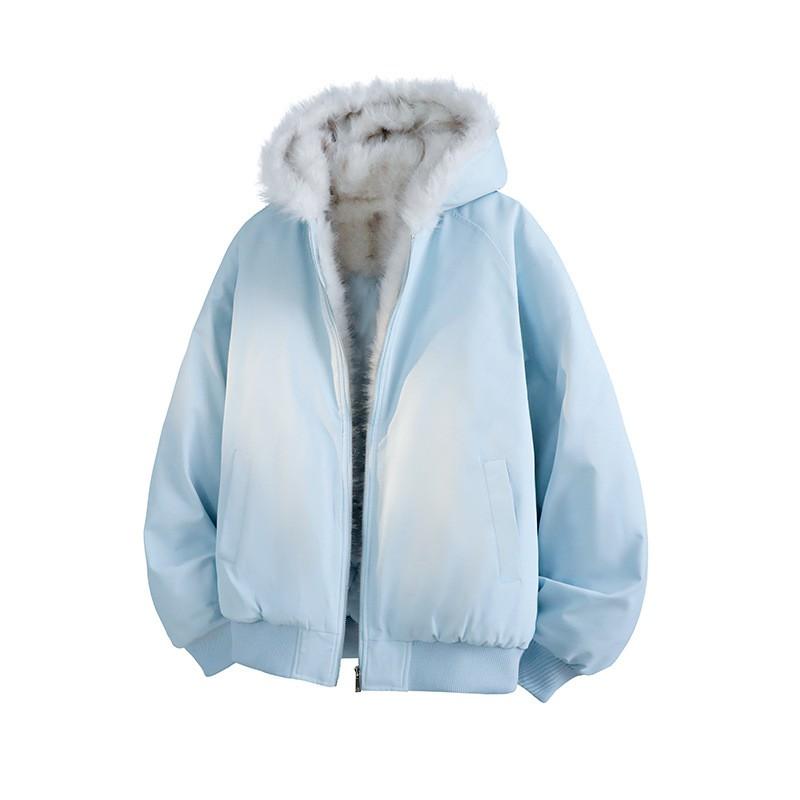 2026 Winter Sherpa Collar Parka Couples Warm Hooded Cotton Coat Trendy Jacket
