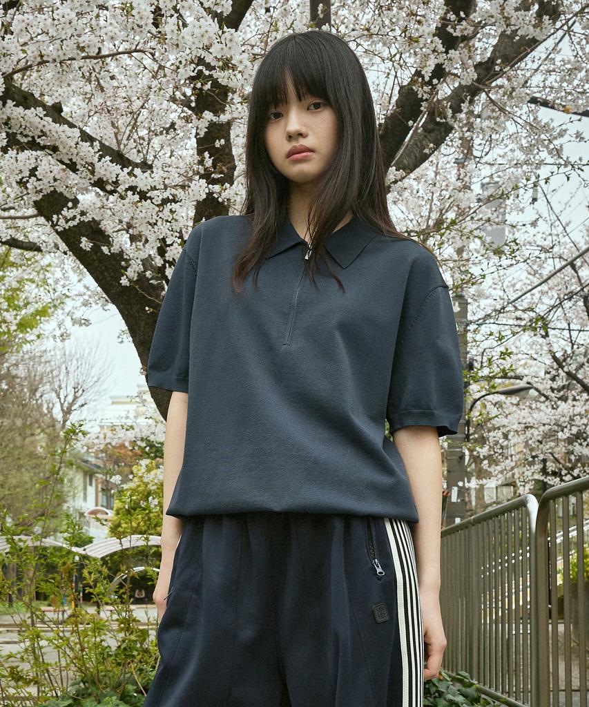 MINIMALPROJECT Linen-Like Cool Dry Half Zip Collared Short Sleeve Knit Mnt112 / 7 Colors