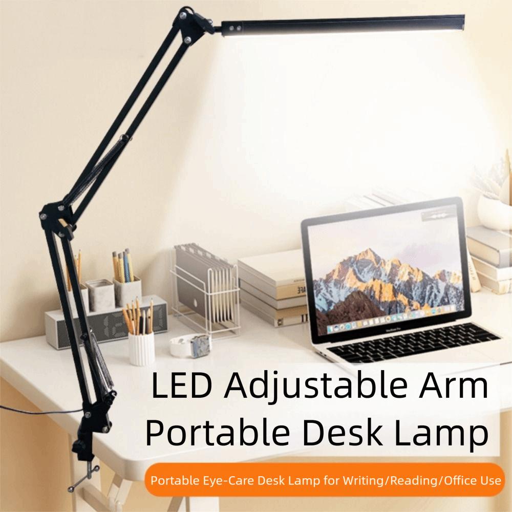 Adjustable Clip Folding Clip on Light Dimmable Swing Arm Desk Lamp  Bedroom
