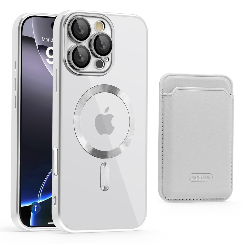

For Magsafe Wallet Leather Plating Clear Case For iPhone 12 13 14 15 16 Pro Max 11 Card Holder Phone Bag Cover iPhone 14