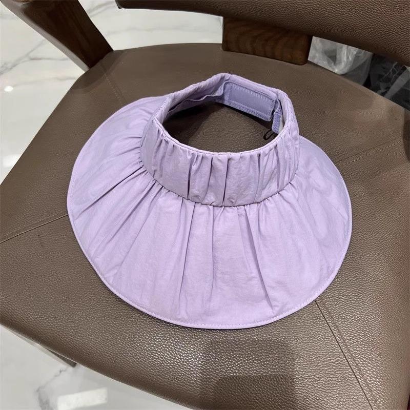 

Плиссированная шляпа с широкими полями для защиты от солнца, с открытым верхом, модная, может быть свернута, портативная, для путешествий, летняя, для улицы, от солнца one size fits all фиолетовый