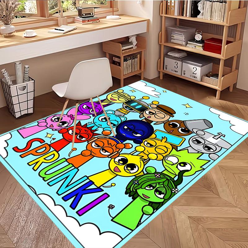 שטיח הדפס משחק Sprunki, שטיח רצפה רחיץ, לכניסה, מעונות, חדר כביסה, משרד, חדר לימוד, עיצוב בית, מתנת יום הולדת, חג המולד