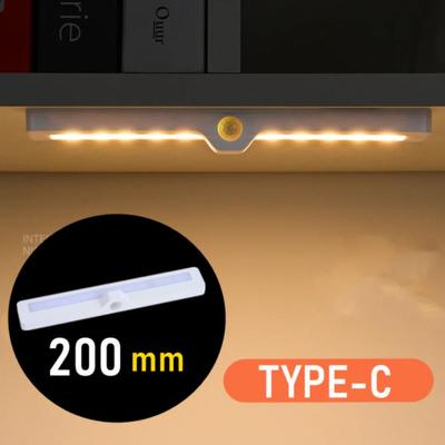 Luci notturne a induzione laterale a LED Sensore di movimento Lampada da notte ricaricabile TYPE-C Per la camera da letto della cucina Luce dell'armadio sotto il letto