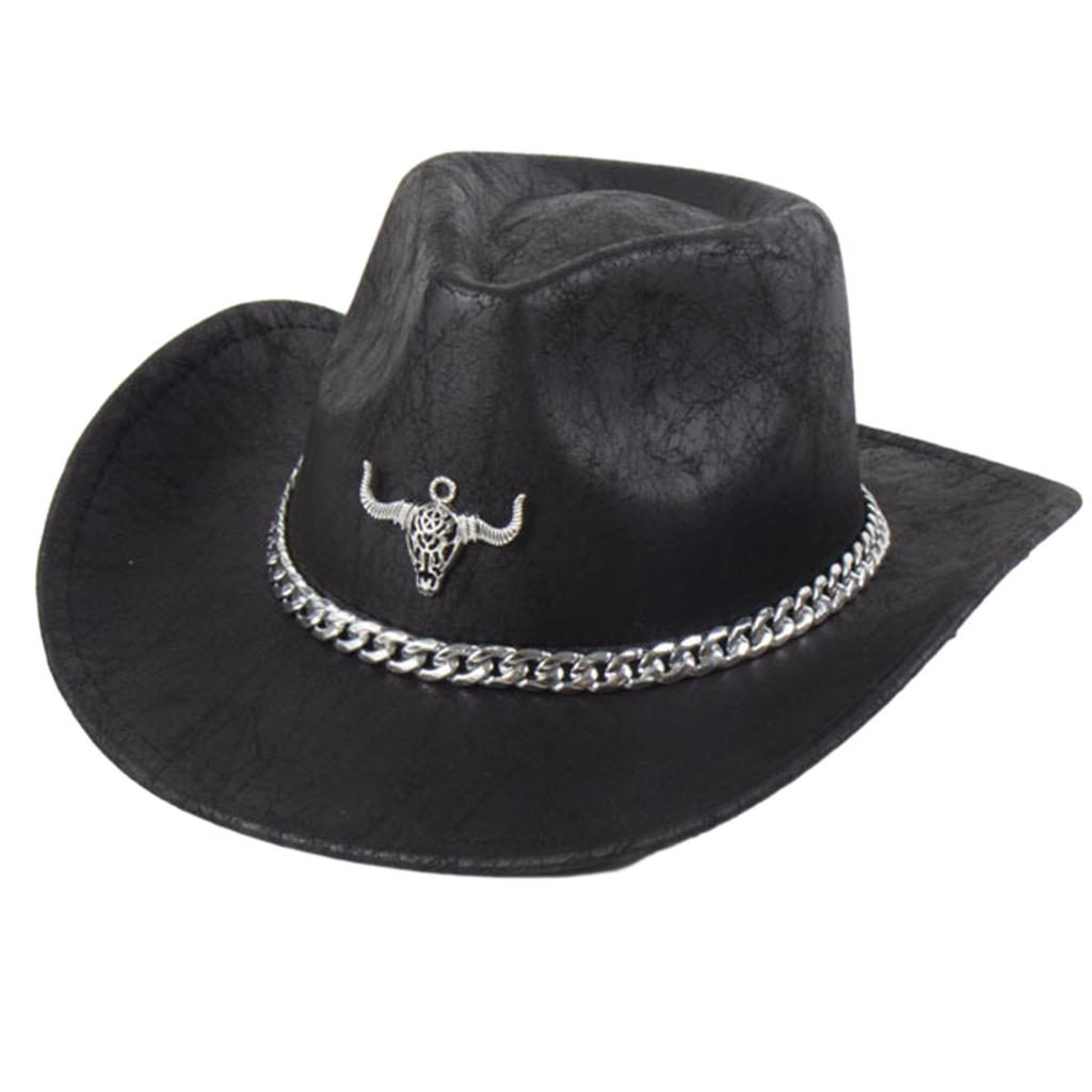 Fashion Suede Cowboy Hat for Women Men Unisex Wide Brim Hat with Metal Bull Head Breathable Sunproof Hat Travel Fedoras