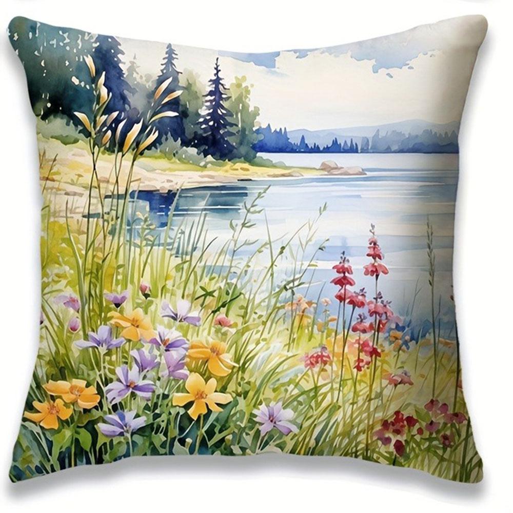 

Винтажный узор полевых цветов Домашний декор Наволочка Спальня Гостиная Диван Украшение Полиэстер Наволочка на подушку с молнией 16x16Inch