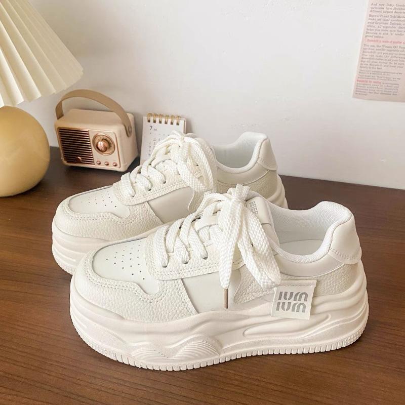 Foreign trade 2025 autumn new versatile thick baseplate shoes Korean version color matching white shoes casual sports shoes