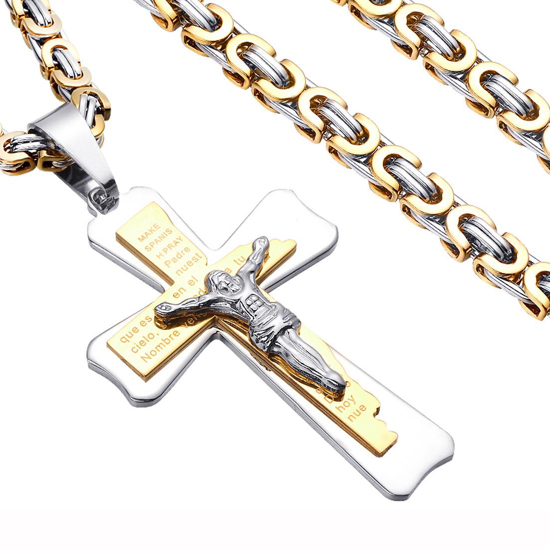 

Trendy Men s Exquisite Pendant 18K Gold Cross lPendant Necklace for Men