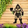 2D Barbarian Warrior Metal Wall Art, Nordic Iron Sculpture for Game Room, Living Room Decor, Man Cave, Office, Bar, Gym Battle Theme