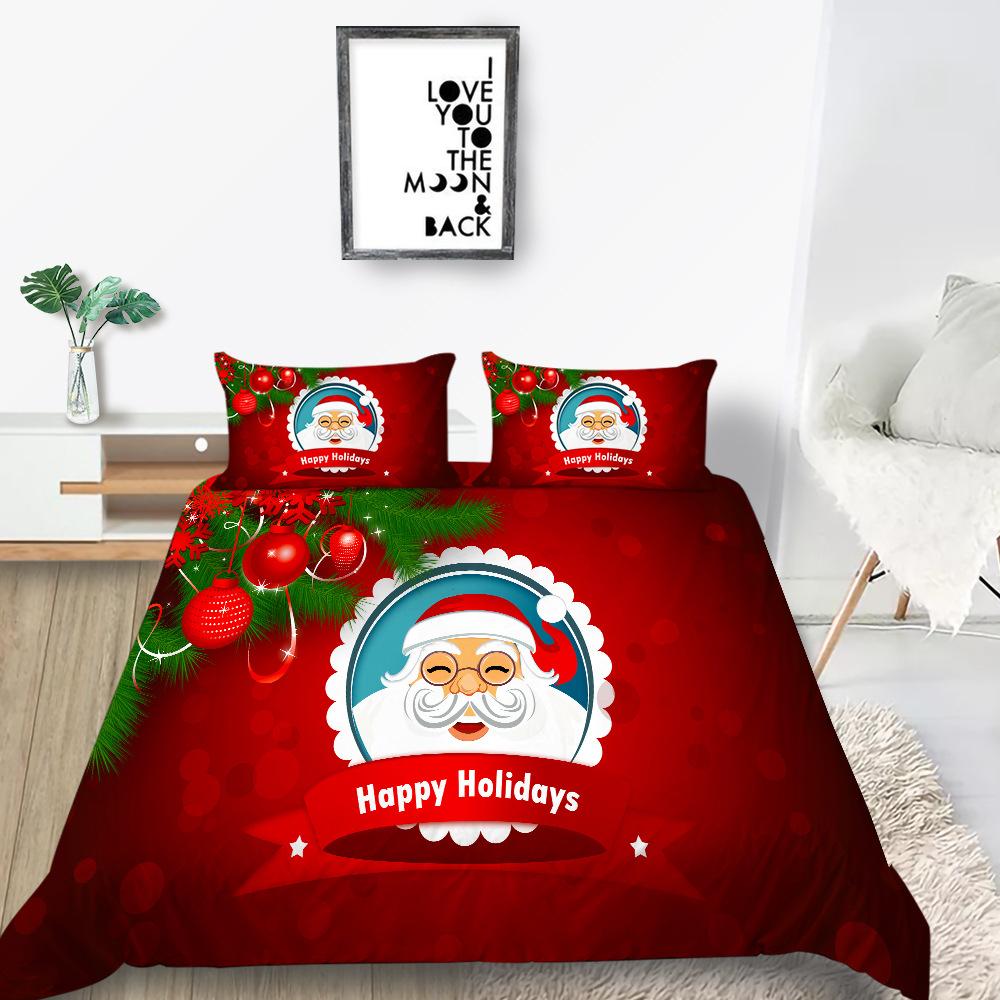 Digital Printing Quilt Cover Pillowcase Two Or Three Piece Set Christmas Gift Polyester