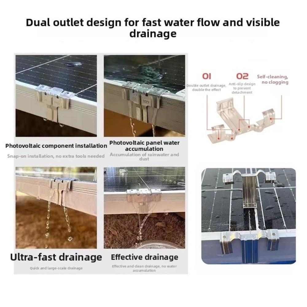 10Pcs Pack Stainless Steel Solar Panel Water Guide Clip Mud Drain Button Clip  Roof Mounted Setup