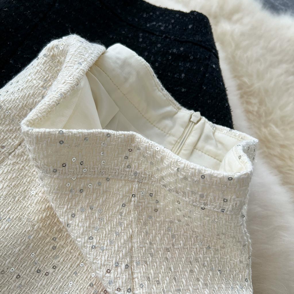 Jesień Zima Kobiety Jednolita Tweedowa Długa Midi Wyszczuplająca Bodycon Syrenka Spódnica